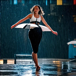 woman dancing in the rain