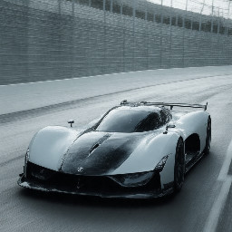 Un coche deportivo en miniatura, cuerpo pequeño con ruedas grandes, estilo realista, visualización automotriz, llantas de aleación detalladas, reflejos nítidos en la carrocería, fondo blanco minimalista, enfoque nítido, ultra detallado, motor de renderizado tipo Octane, cinematográfico, aerodinámico pero a la vez compacto y adorable.